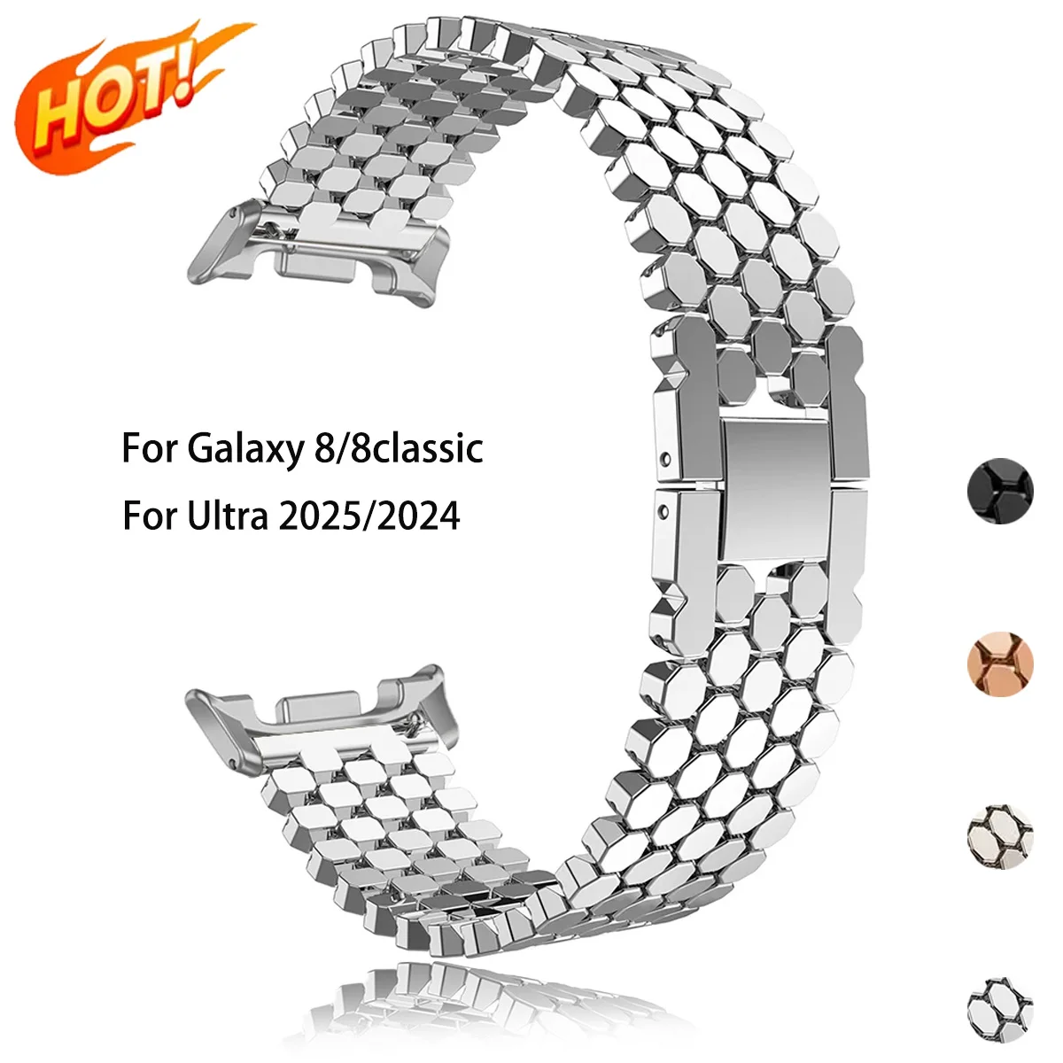 Edelstahl-Armband für Samsung Galaxy Watch 8/8 Classic Metallband für Galaxy Watch Ultra 2025/7 47mm Atmungsaktives Armband