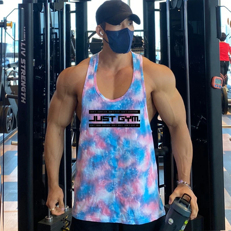 

Summer Y Back Men Gym Tank Top Mesh Clothing Bodybuilding Camouflage Sleeveless Shirt Fitness Running Vest Muscle Workout Tank