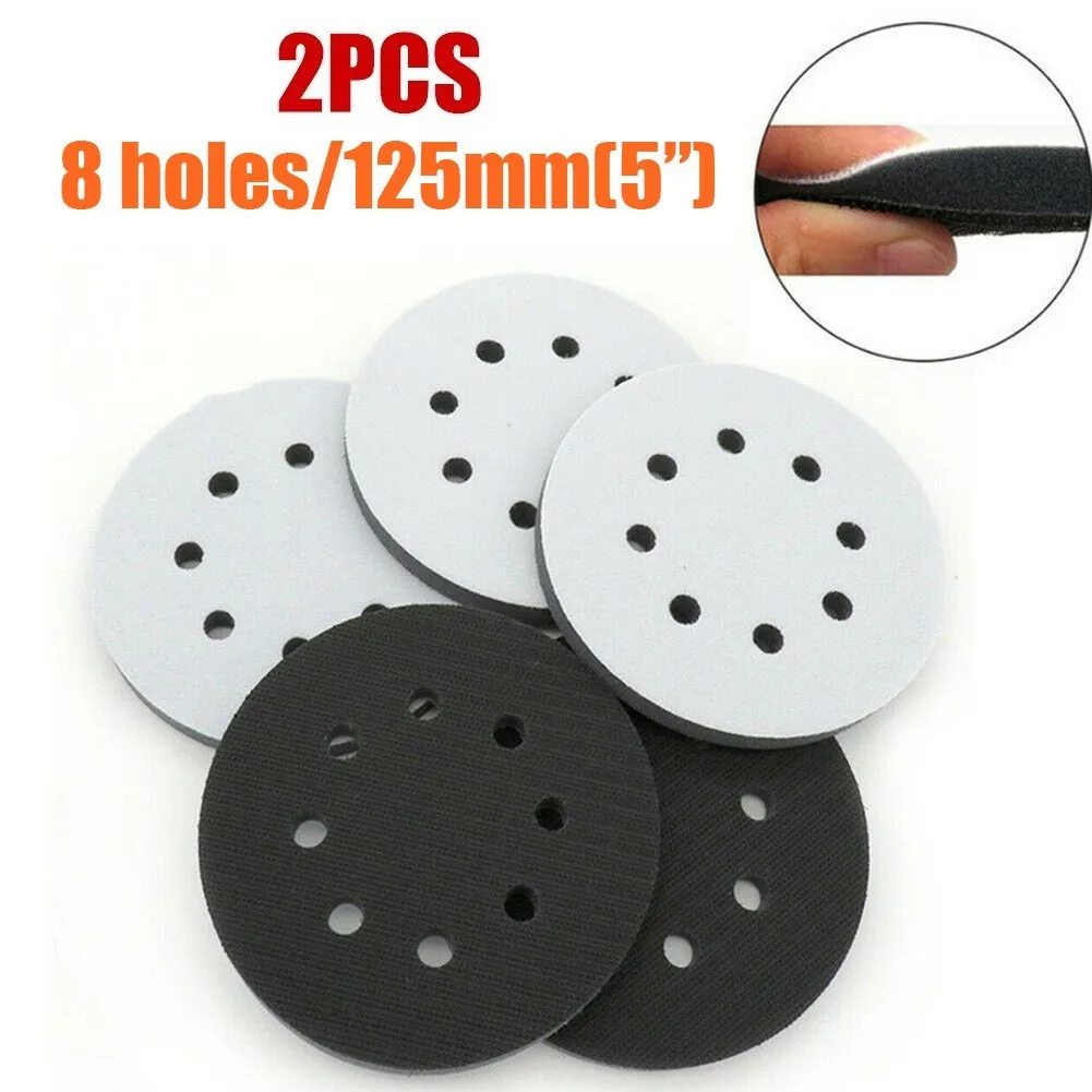

2PCS 5 Inch 8-Hole Soft Sponge Interface Pad For Sanding Pads Hook And Loop Sanding Discs For Polisher Abrasive Tools