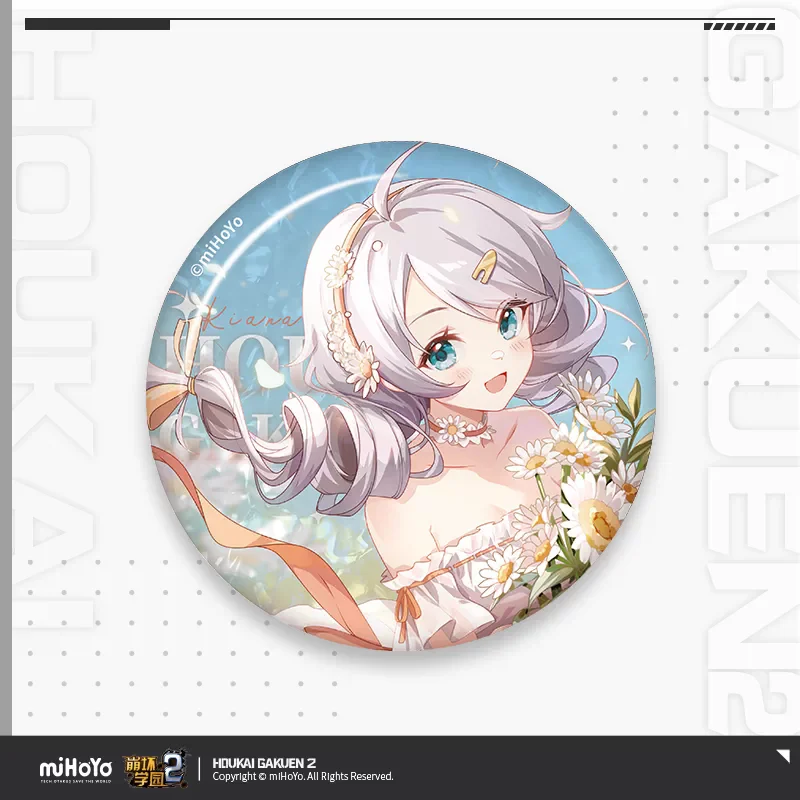 Official Houkai Gakuen 2 Gaming Merchandise Cartoon Characters Cosplay Raiden Mei Kiana Kaslana Tinplate Badges