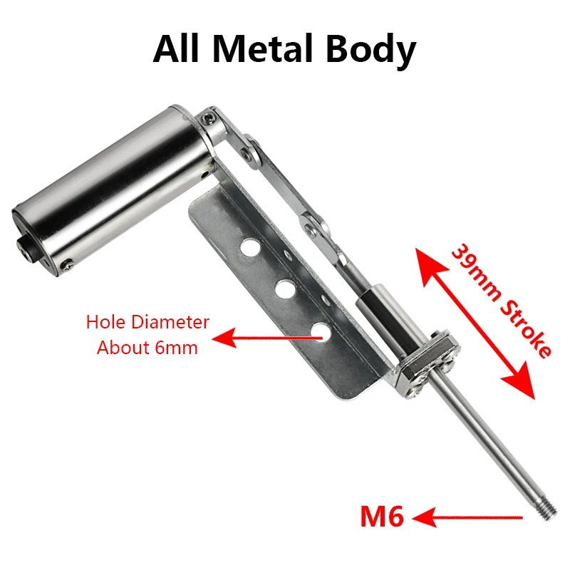 DC Reciprocating Linear Actuator All Metal Body Telescopic Rocker Actuator Stroke 39mm Motor M6 Thread 30-270 times/min