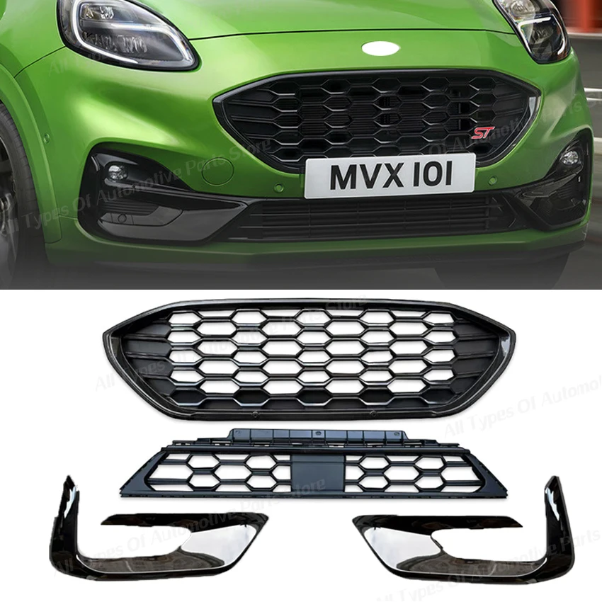 For Ford PUMA ST Line 2019-2024 Front Bumper Racing Grille Air Intake Honeycomb Hood Grills Body Kit Cover Trim L1TB-8B271-D