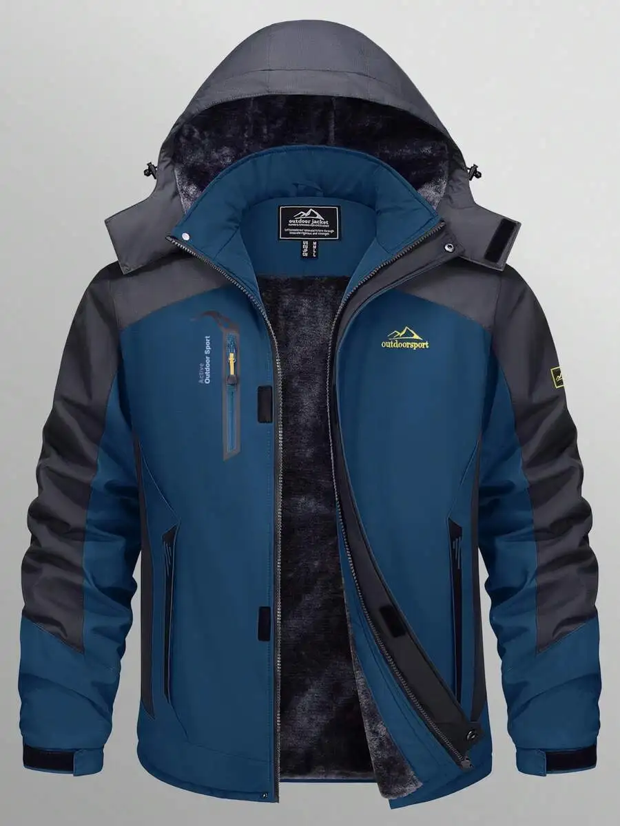 

Mens Water-Resistant Fleece Winter Jacket Hooded Outdoor Ski Coat