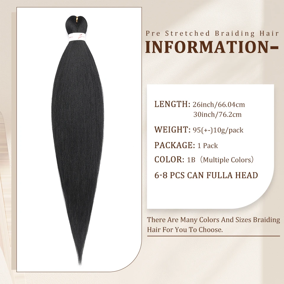 Cabello sintético pre-estirado para trenzar, ombre, profesional, fácil de colocar con agua caliente, suave, extensiones de crochet 4