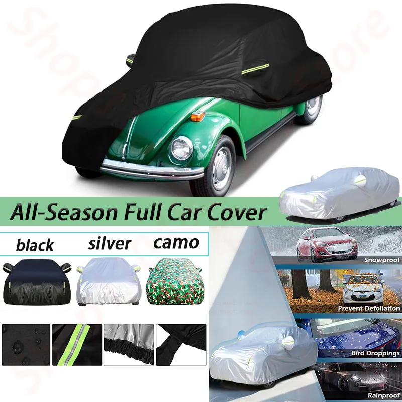 

Waterproof Car Covers for 1960-1980 Volkswagen Beetle Bug Sedan 2-Door Saloon All Weather Protection with Reflective Strip
