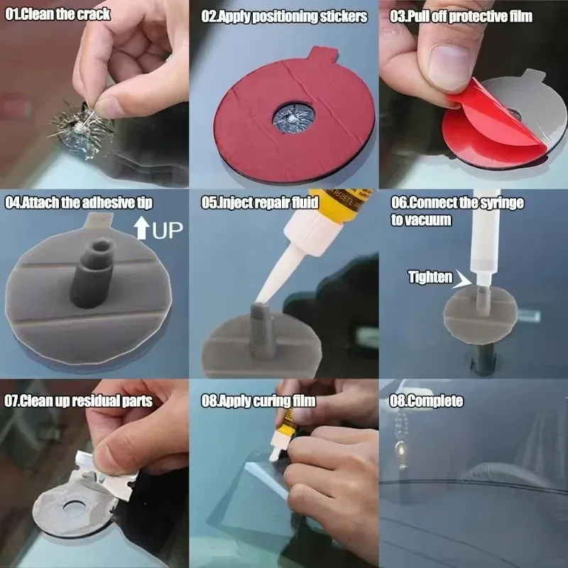 YUANJ Windshield Glass Repair Solution Practical Long Crack Repair Liquid Set Automotive Glass Repair Tools Crack Repair Fluid