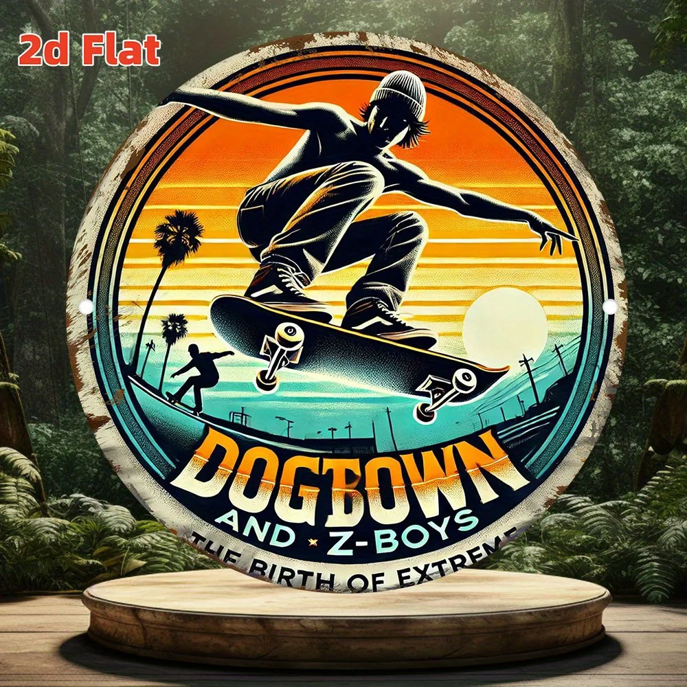 1pc 2D Flat Dogtown Z-Boys Vintage Skateboard Metal Sign - 7.87x7