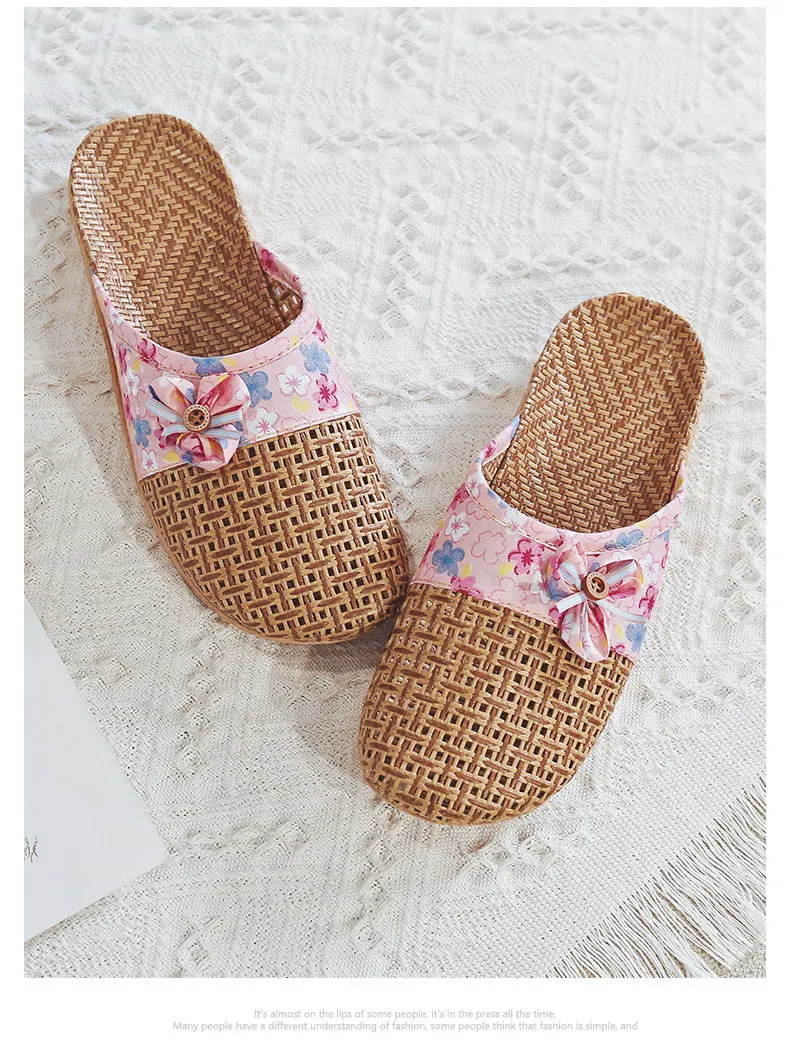 Mntrerm Sub grass Indoor Sommer Indoor Hausschuhe Holzboden leise rutsch feste Haus Frauen Rattan Gras kühlen Indoor Leinen Hausschuhe – Detail 10