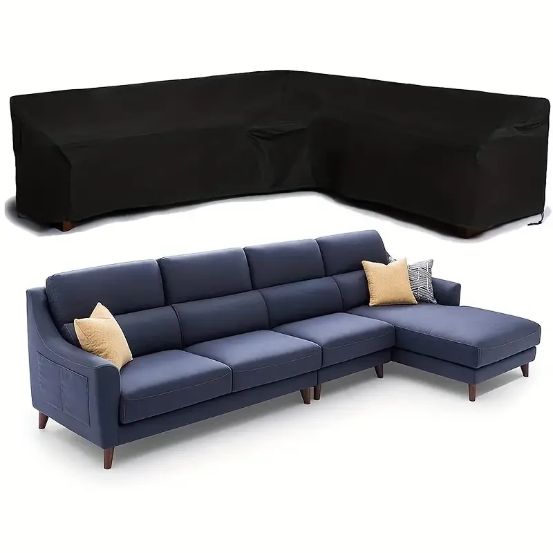 

UV Resistant L Shaped Furniture Cover Multi-purpose Outdoor Rattan Sofa Cover Patio Garden Weatherproof Dust Protector Cover