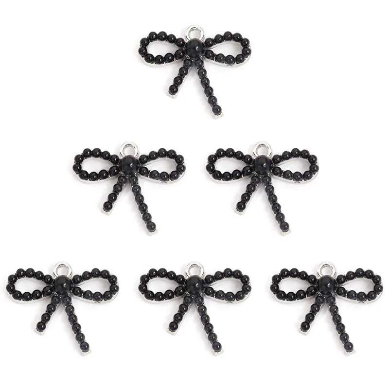 Lote de 100 unidades de dijes colgantes con lazo, perlas de imitación, 22,9x19,3mm, aptos para pulsera, collar, llavero, fabricación de joyas