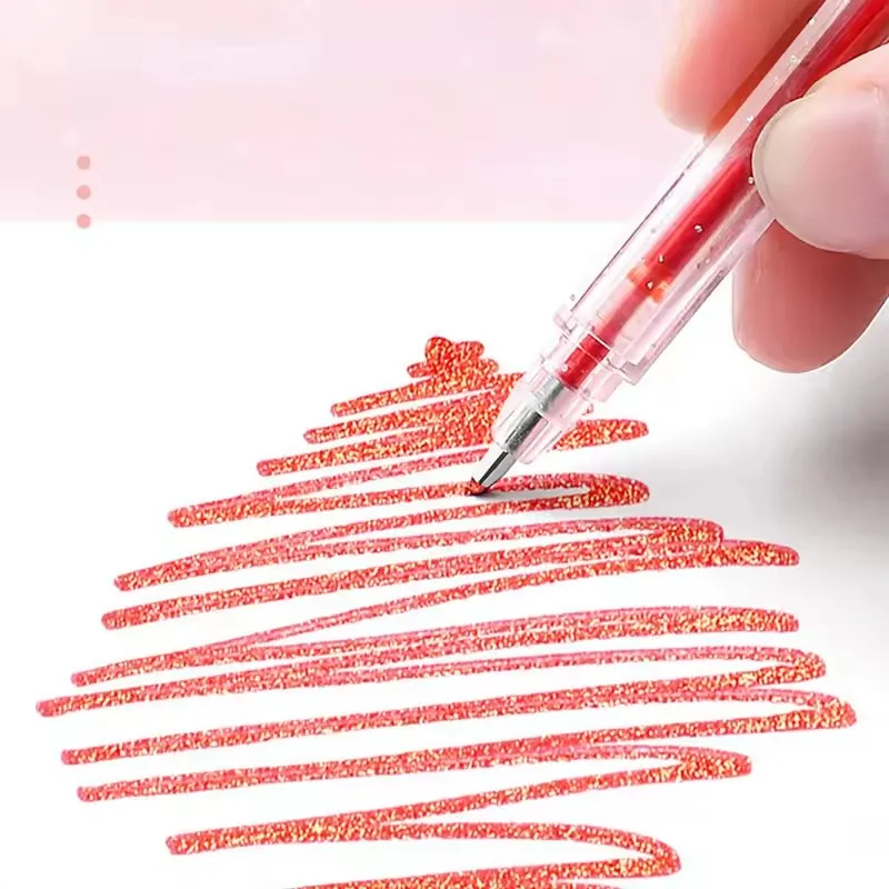 أقلام جل لامعة بألوان 8/12/24 قابلة للسحب وفك الغطاء قلم رسم فني للكتابة رسم تلوين أدوات مكتبية للطلاب