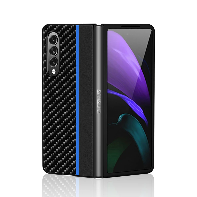 

Drop Protection Carbon Fiber Thin Cover Case for Samsung Galaxy Z Fold3 Fold2 Fold 3 2 Anti-slip Phone Bag Coque