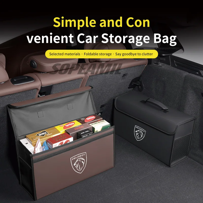 Car Trunk Organizing And Storage Box For  Peugeot 106 108 206 207 208 301 307 308 406 407 408 508 607 2008 3008 5008 RCZ Rifter
