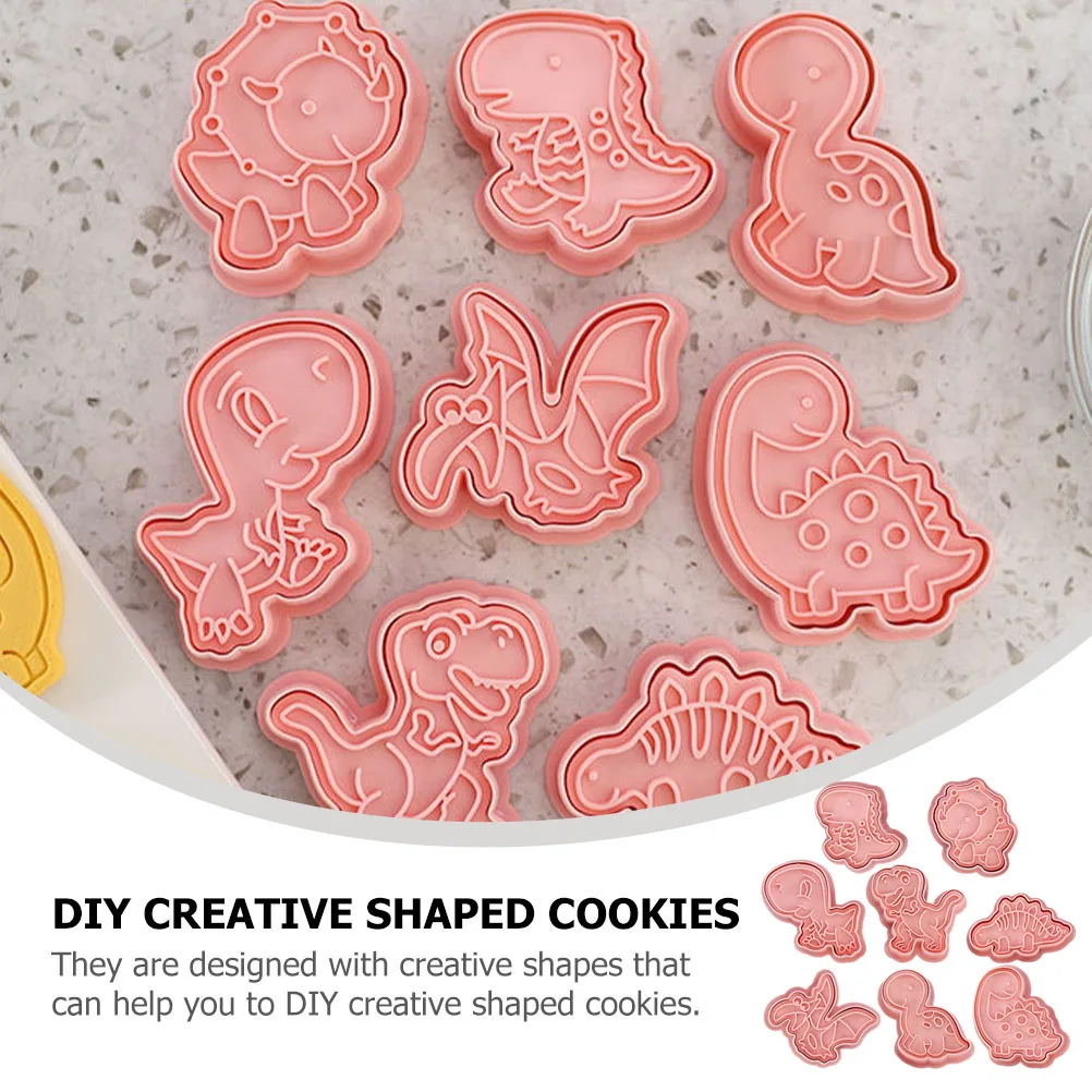 

8 Pcs Dinosaur Cookie Animal-shaped Baking Molds Knives Tool Cute Pp Mould