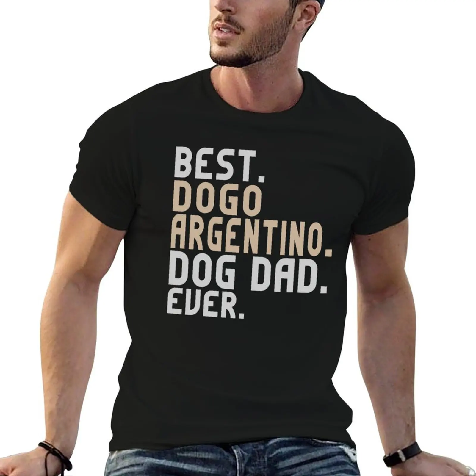 Camiseta divertida del mejor papá de perros Dogo Argentino, camiseta esencial con estampado gráfico para hombre