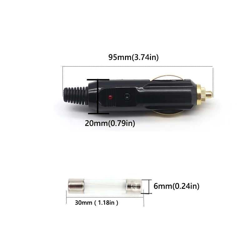 【1PCS】 cigarro isqueiro soquete conversor plug plástico e metal carro acessórios 12V 24V 10A tubo fusível