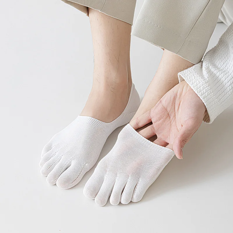 

Mens Sock Slippers Five Finger Silicone Non-slip Solid Color Low Cut Socks Men Cotton Breathable Summer Invisible No Show Socks