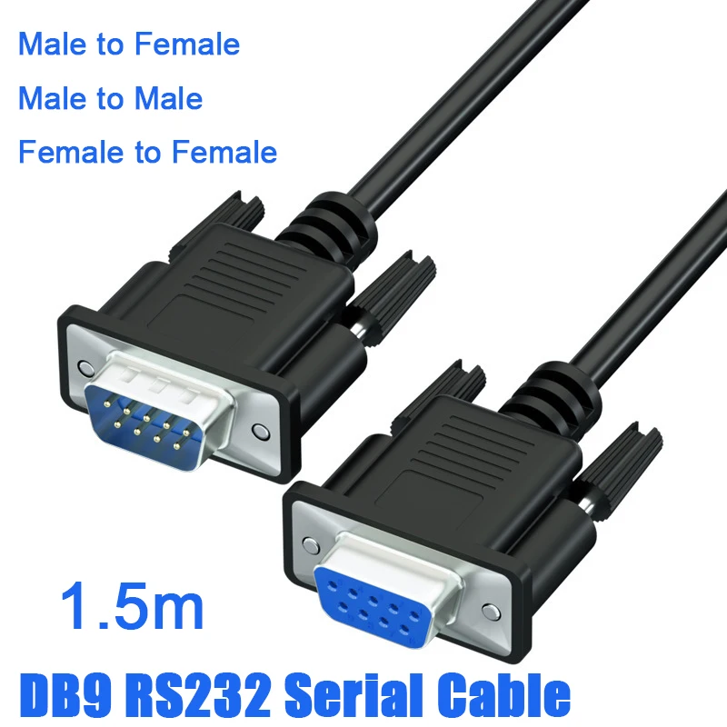 DB9 9-Pin Male Female PC Converter Extension Printer Data Line Cable D-sub 9Pin RS232 Serial Cable Male to Female for Computer