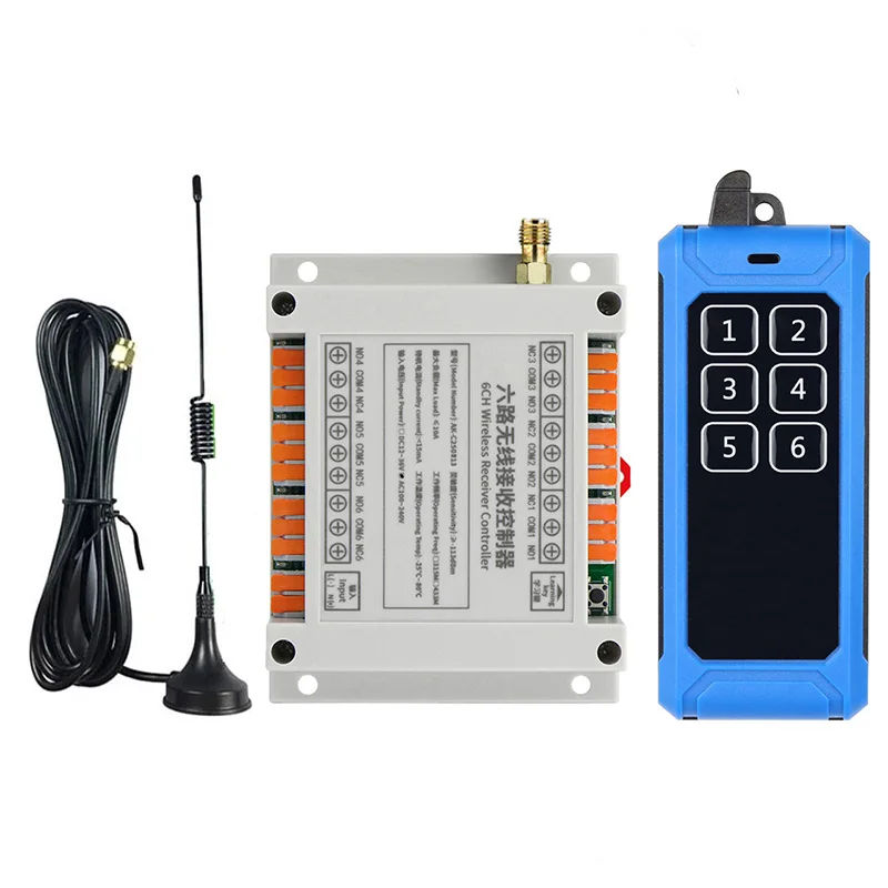 1000m DC12V 24V 36V 6CH 30A Relay RF Wireless Remote Control Switch Receiver Transmitter Suction Antenna For LED Light or Motor
