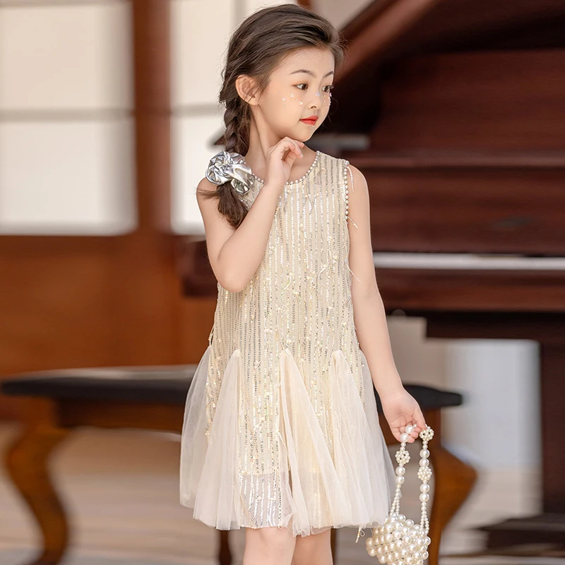 blue dress for baby girl Crystal-embellished Chiffon Maxi Dress with A Slit 36 (FR) / Beige