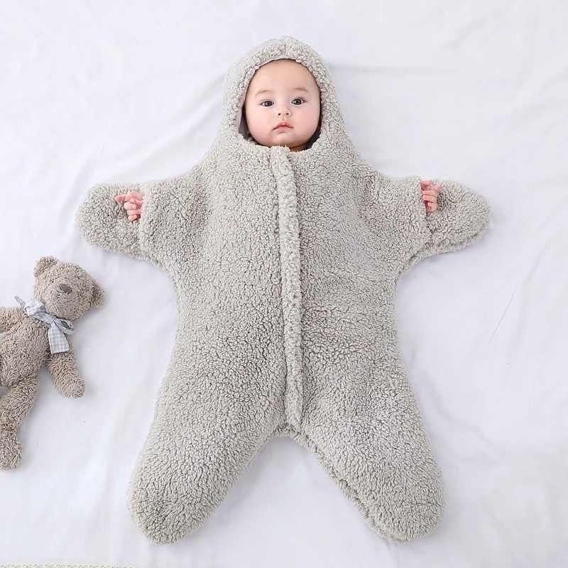 0-6 Month Baby Sleeping Bags Starfish Shape Autumn Winter Soft Newborn Wrap Blanket Swaddling Warm Cotton Sleepsack for Babies