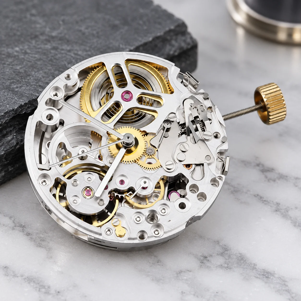 SL4802 Skeleton Automatic Mechanical Movement 6 Hands No Date 3/6/9 Subdial Watch Movement Replacement for 4130 4131 Watch Parts