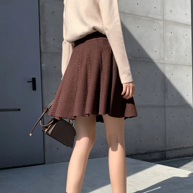 Skirts Women Knitted Tender Harajuku Loose Casual Autumn Cleanfit Aesthetic A-line Streetwear Korean Style Faldas Basic Newly