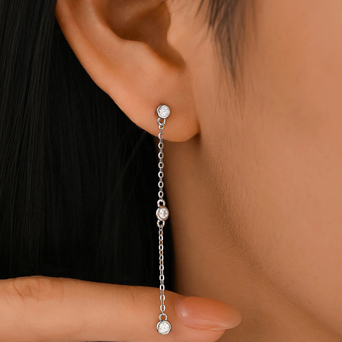 

CEICI 2.5mm Round Full Moissanite tassel bubble Earrings for Women S925 Silver Plated 18K Gold Lab Diamond Engagement Earrings