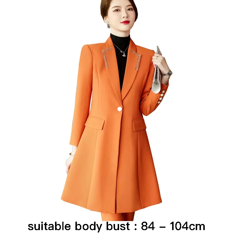 

High quality long trench coat for women single breasted autumn winter 2023 elegant fashion clothes - black khaki orange