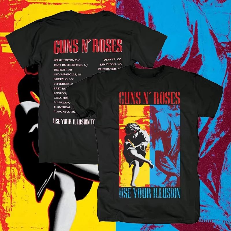 Guns N' Roses Use Your Illusion I album 100% cotton Men's T-shirt “Don’t Cry”  Don't you cry tonight music Short Sleeve T-shirt