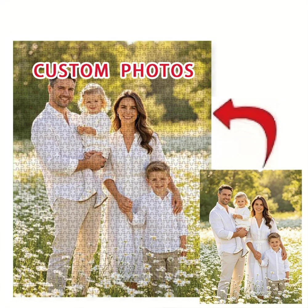 35/300/500/1031pcs Personalized Custom Photo Puzzle Couple Photos Father's Day Back To School Halloween Christmas New Year