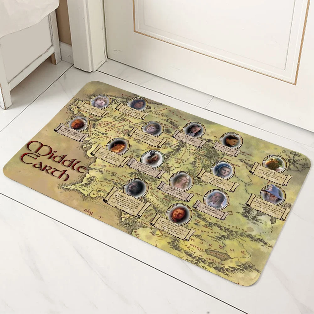 The Lord of the Rings Map Foot Mat Carpet for Bedroom Mats Floor Bath Mat Washable Non-slip Kitchen Rug Cute Room Decor Balcony