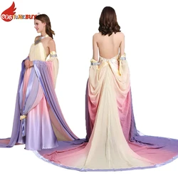 Film Padme Queen Amidala Cosplay Costume, Backless Off-Shoulder Elegant Sexy Party Ball Gown, Women's Vintage Fashion Prom Dress
