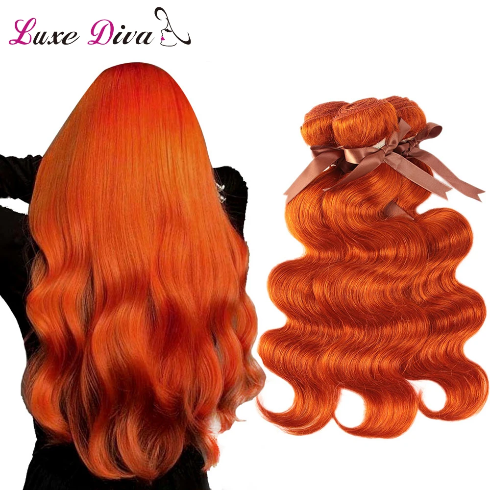 Luxediva-mechones de cabello humano ondulado, extensiones de cabello humano Remy, color Naranja precoloreado, #350, #4, #2, # 99J