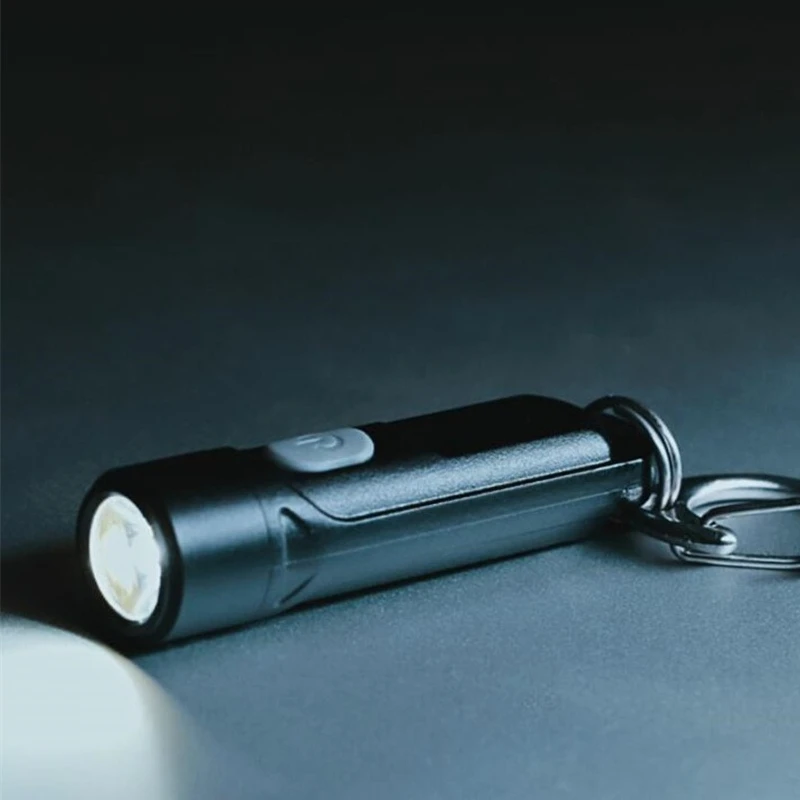 Portable portable flashlight EDC keychain light fluorescent compact USB rechargeable small