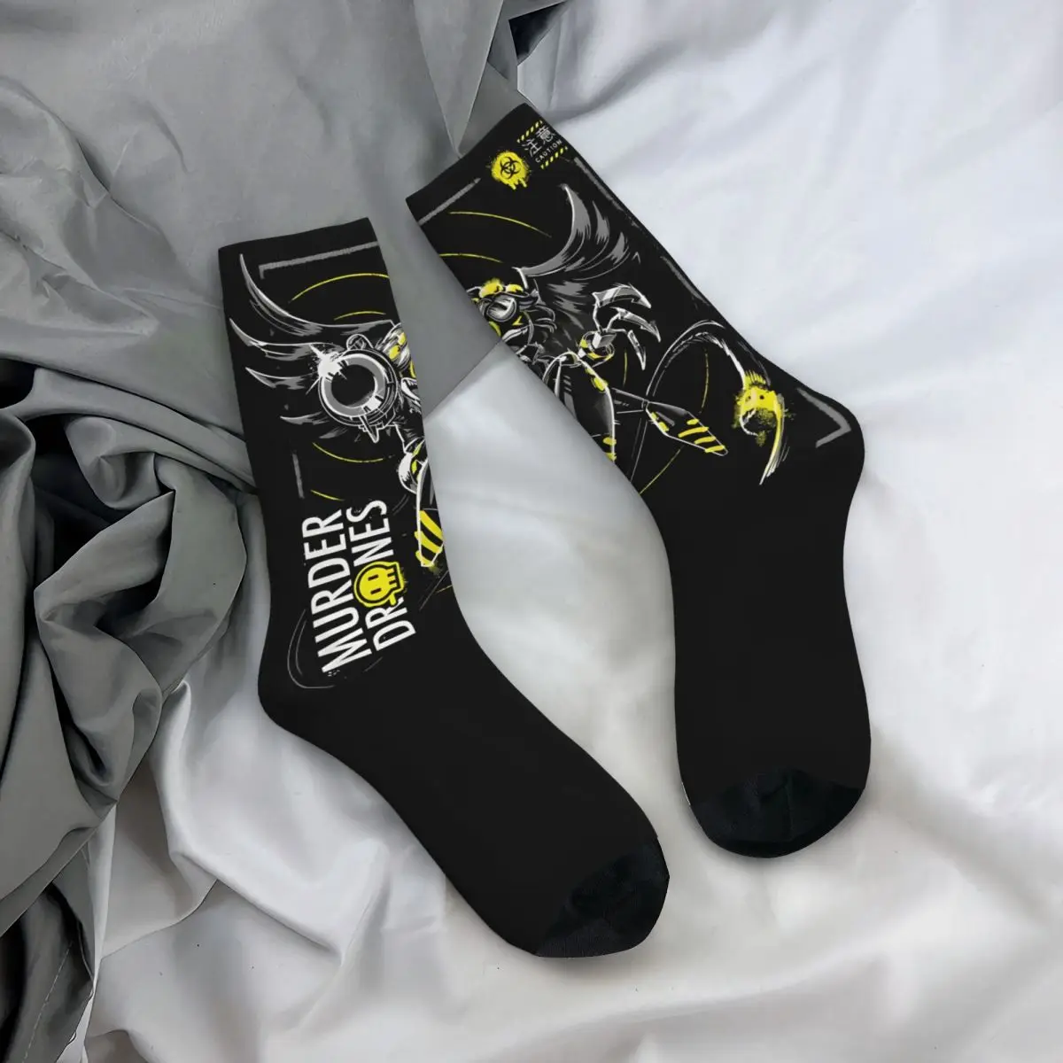 Horror Murder Drones V Cartoon Anime Socks for Women Men Merch All Season Warm Middle Tube Socks Breathable