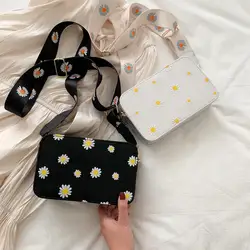 2022 Fashion Women Daisy Pattern Shoulder Bag Summer Printed Small Square Bag Tote Classic Elegant Crossbody Shoulder Bag