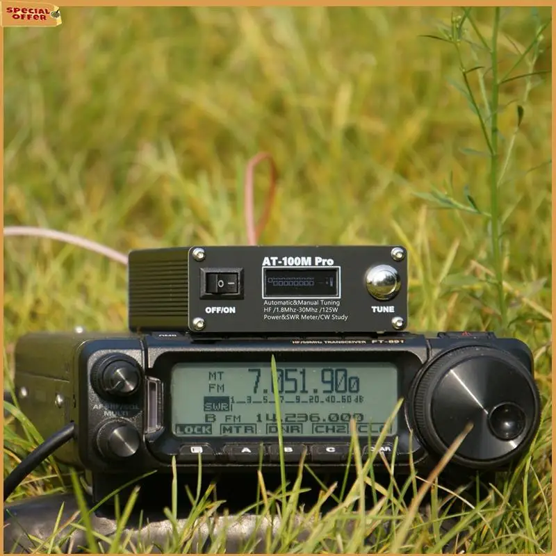 A69Z AT-100M Pro Antenna Tuner 1.8-30Mhz Power Meter 125W Automatic Antenna Tuner Support Morse Code Exerciser For  Radio
