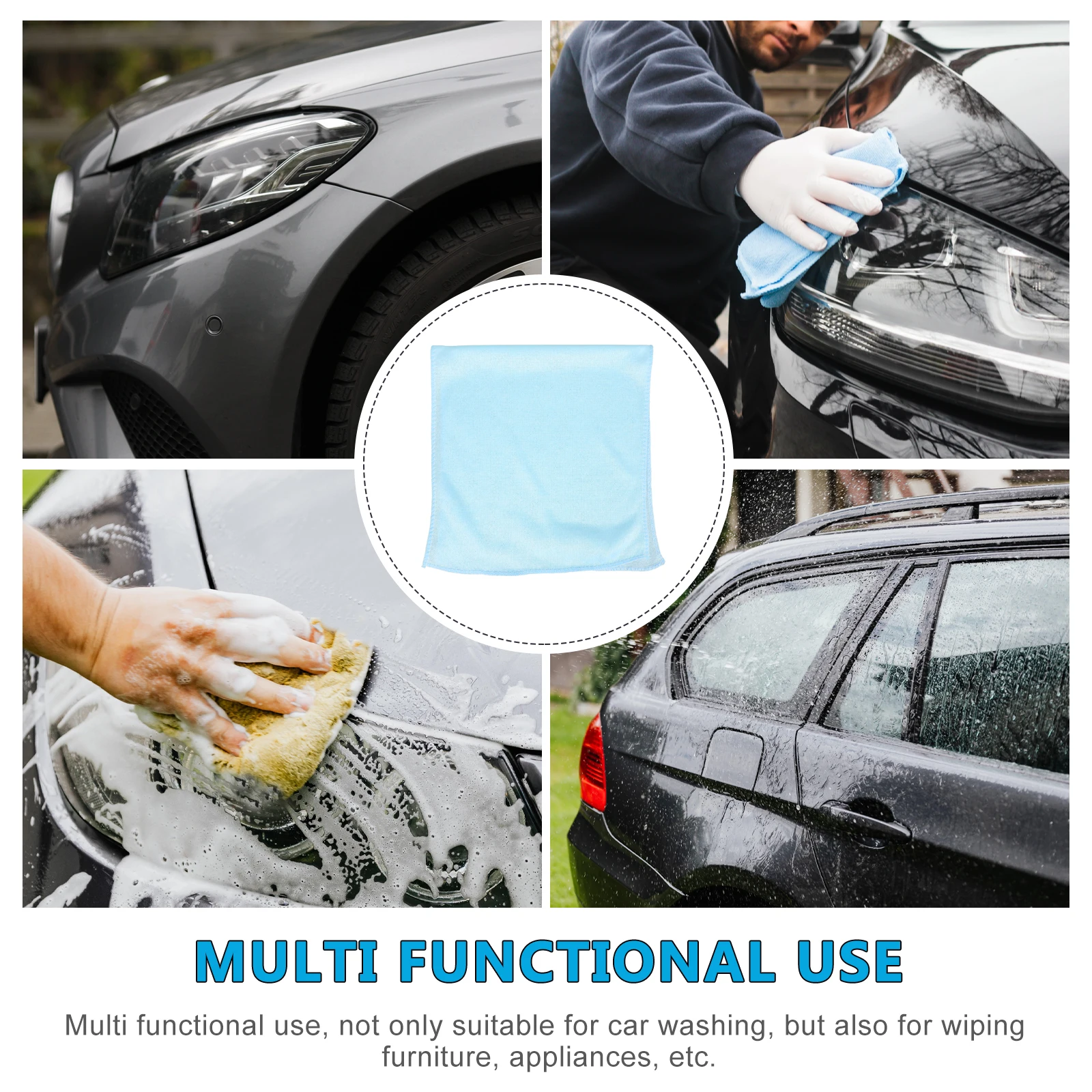 

12 Pcs Washcloths Towel for Wiping Cars Drying Super Absorbent Cleaning Sky-blue Towels