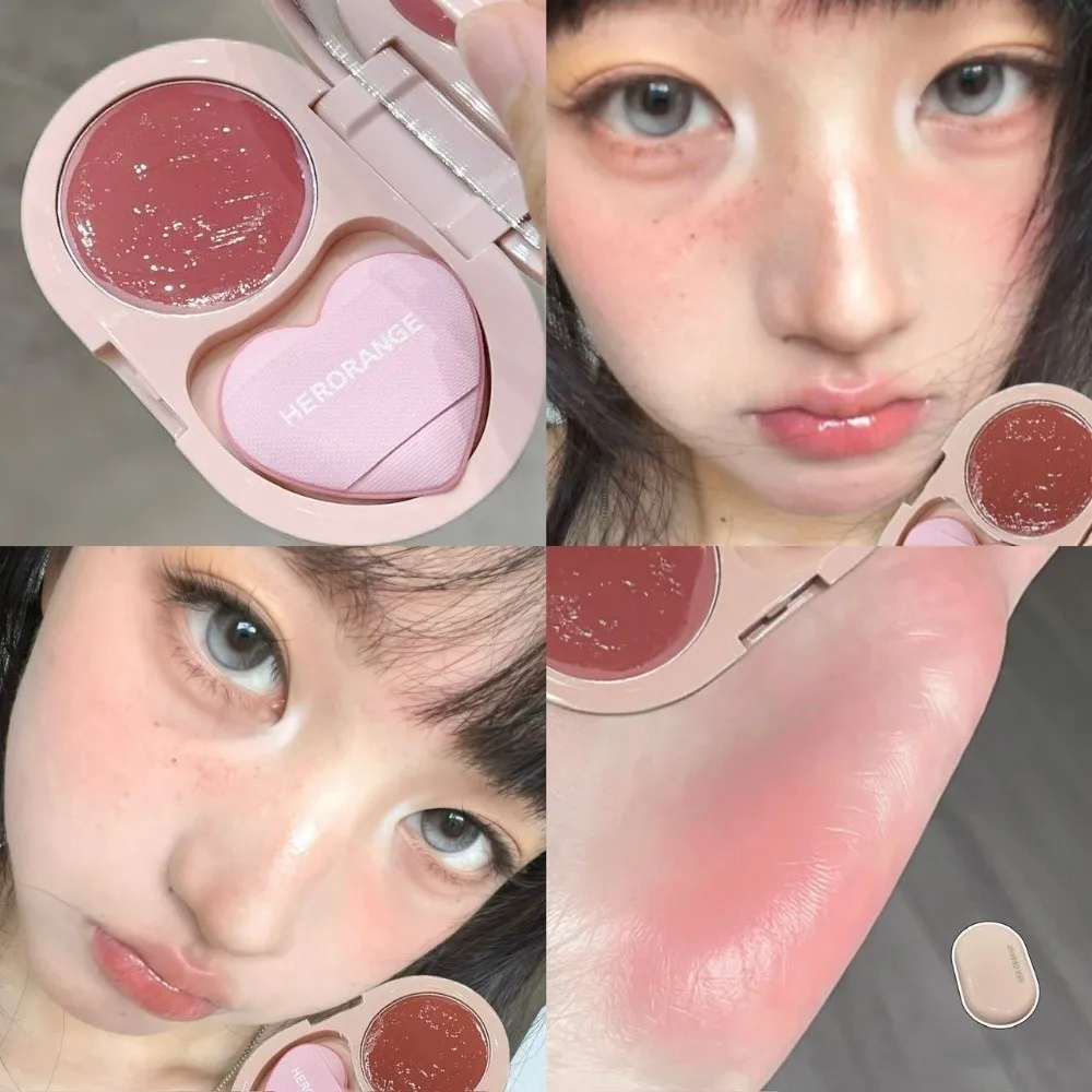 2-in-1 Blush & Lip Mud Rouge Lasting Waterproof Jelly Lip & Cheek Multi-Use Balm with Air Cushion Smooth Makeup Blush Cream