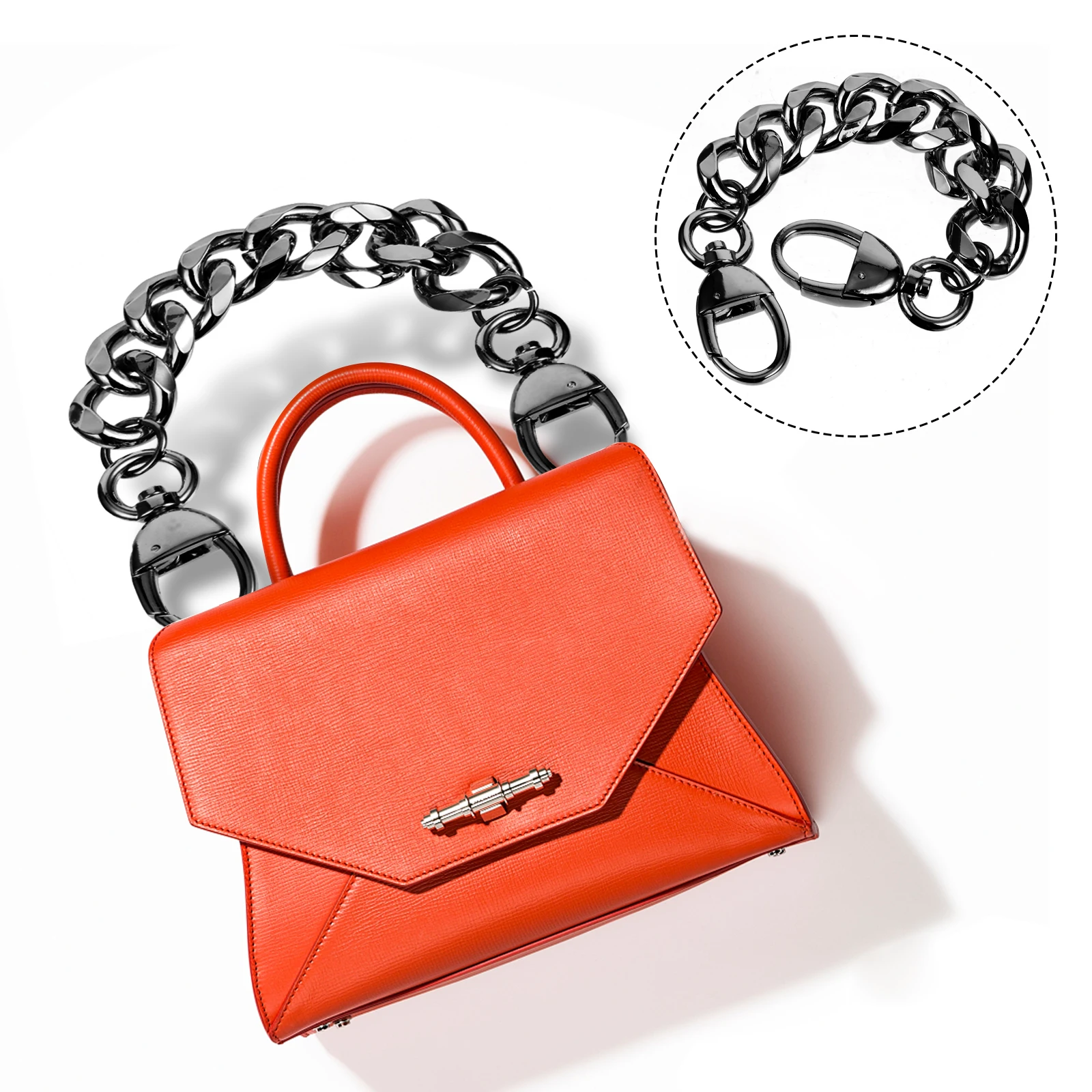 

Metal Bag Chain Accessories Chunky Silver Replacement Strap for Handbags Purse Clutches Detachable Durable Glossy Electroplated