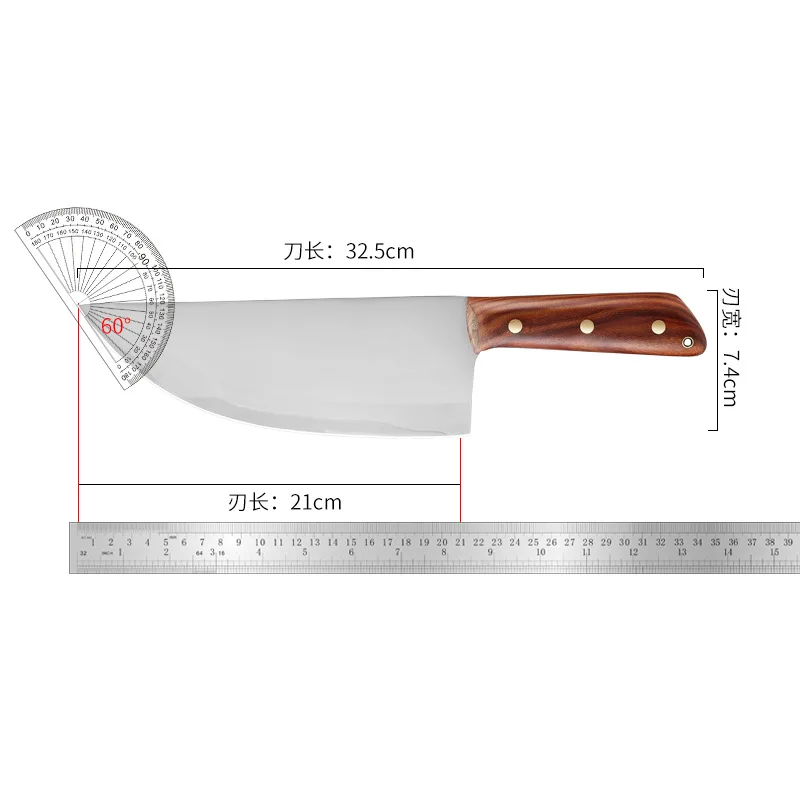 8 Inch Cleaver Knife Wood Handle 3 Layer Clad Steel 9Cr18MoV Blade Sharp Chefs Slicing Handmade Kitchen Knives Cooking Tools