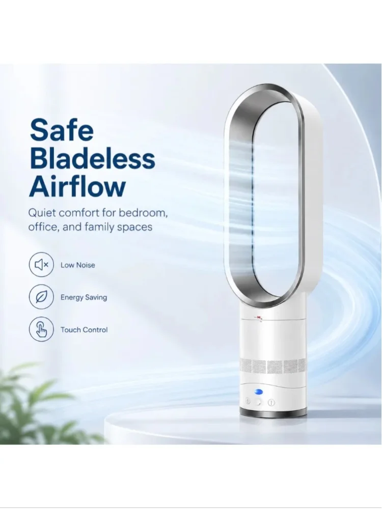 Schlanker, platzsparender 2026 Turmventilator ohne Rotorblätter, 16 Zoll geräuscharmer intelligenter Bodenventilator mit Fernbedienung, vertikaler elektrischer Ventilator für Büro, Wohnung, kleine