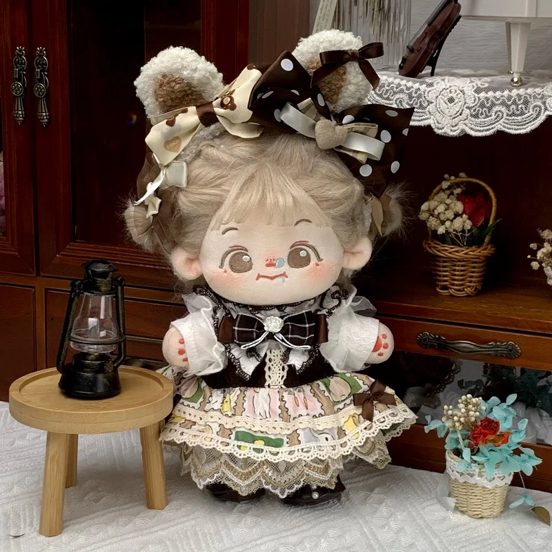 

Court Style Cherry Cotton Doll Clothes Waffle Cocoa 20cm Doll Outfit Cherry Flavor Cake Tasting Toy For Girls