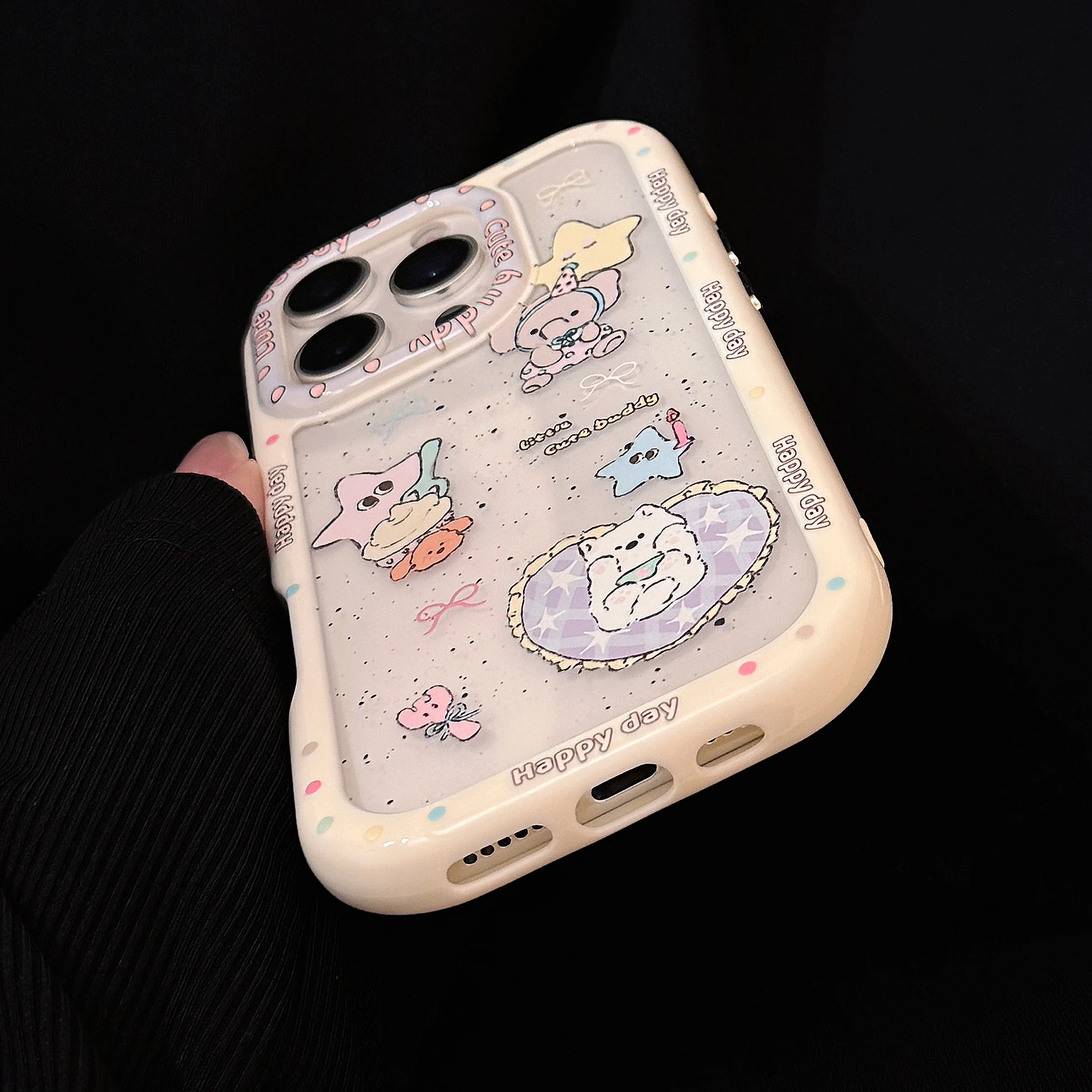 Support Multiple Models Buttery Acrylic Painted Rabbit Elephant Phone Case For iPhone 11 12 13 14 15 16 Pro Max Anti Drop Case