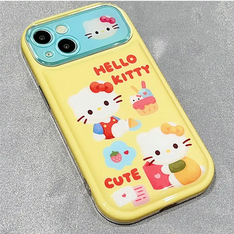 Sanrio Hello Kitty Custard ilustracja etui na telefon iPhone 15 14 13 Pro Max 11 12 13 Pro XR XS MAX Cute Cartoon Soft Case Y2K