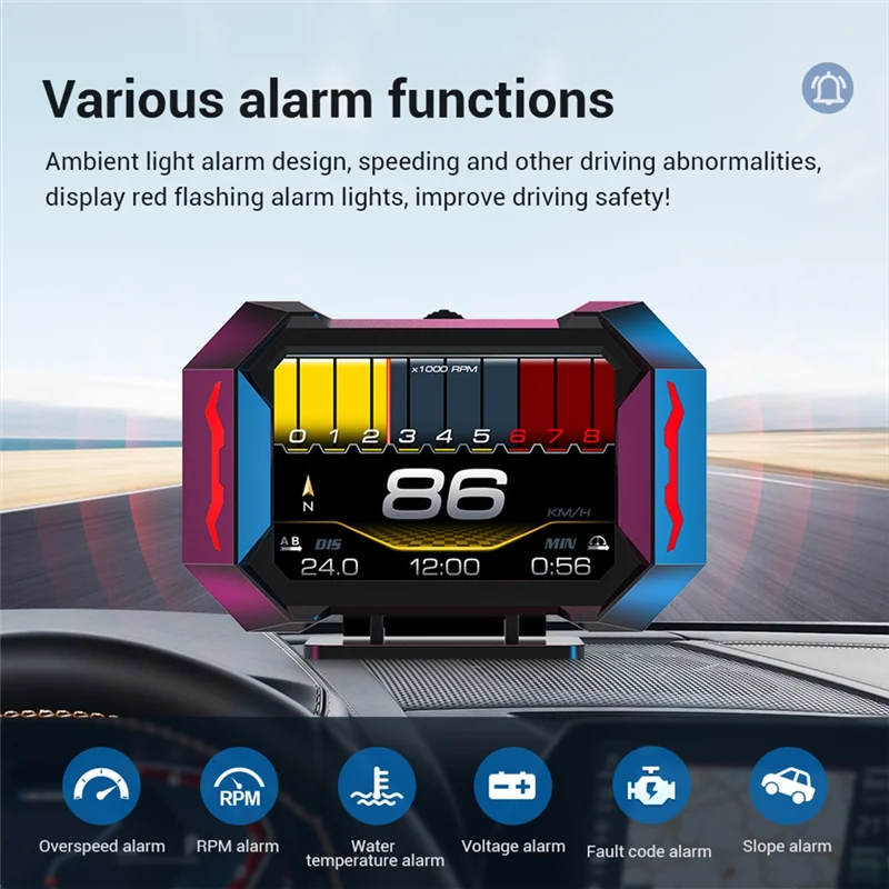 

Head-Up Display Auto LCD Obd2 HUD Digital Car Speedometer Projector Off-Road Slope Meter Inclinometer Water Temp Gauge