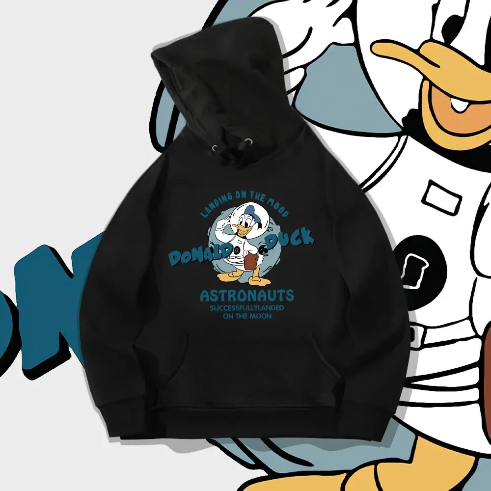 Trendy Lovely Pattern Male Sweatshirts Donald Duck Disney Cartoon Cozy Men Hoodies Loose Pocket Autumn Winter Daily Pullover