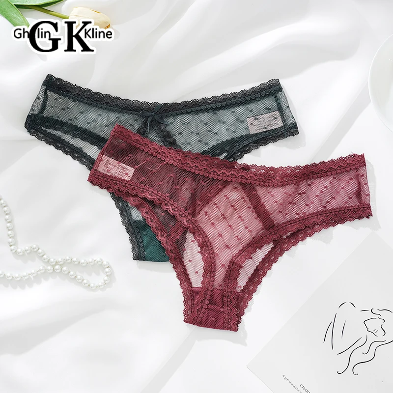 

GK Brand Transparent Sex Women Panties Charm Lace Laciness Thongs Super Elastic Flimsy Breathable Underpants