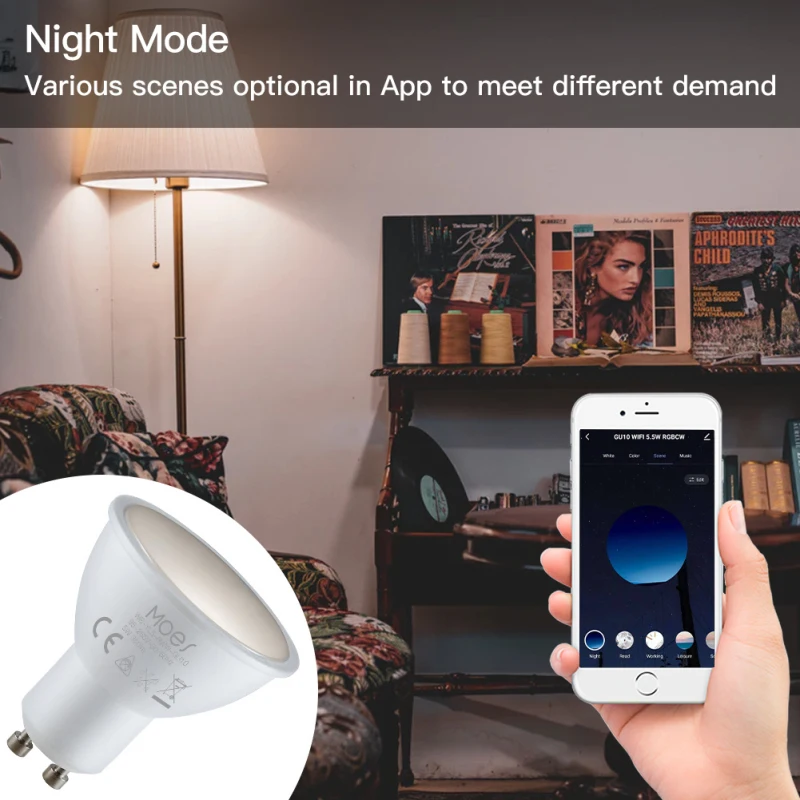 Tuya WiFi Smart LED GU10 Bulbs RGBW C+W White 5W Dimmable Lamps Smart Home Control Work With Alexa Google Home Yandex Alice